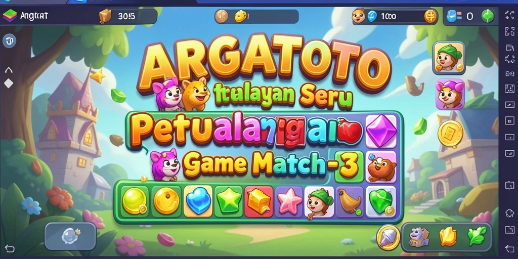 Tampilan gameplay seru dalam ARGATOTO dengan objek berwarna-warni.