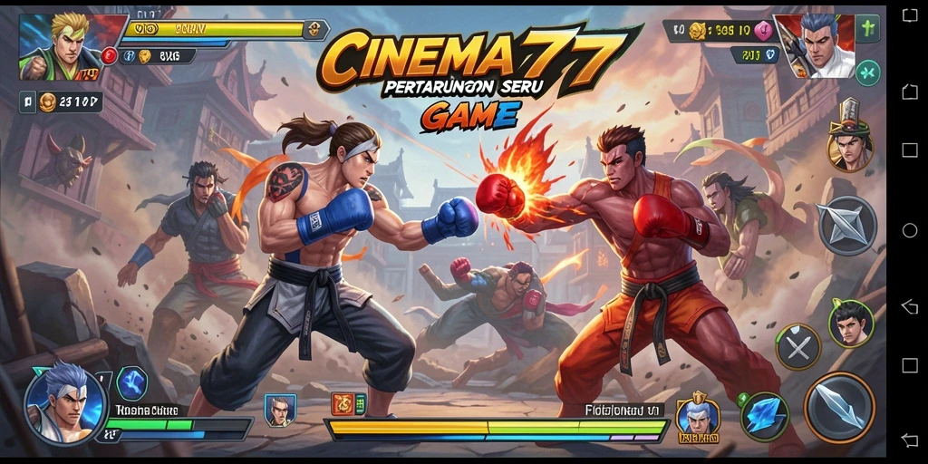 Tangkapan layar menunjukkan aksi pertarungan seru di CINEMA77.