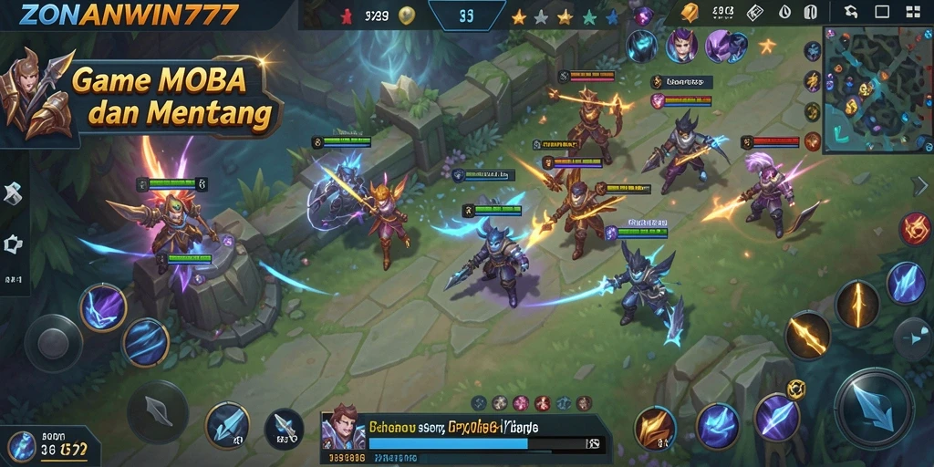 Tampilan gameplay MOBA yang mendebarkan di ZONAWIN777.